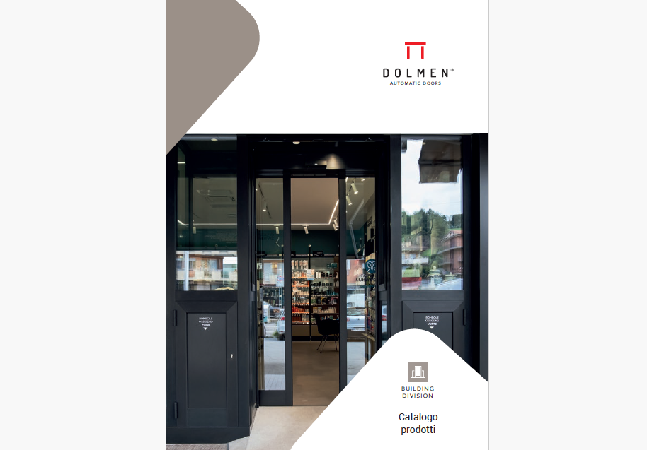 La copertina del nuovo catalogo prodotti di Dolmen Porte Automatiche